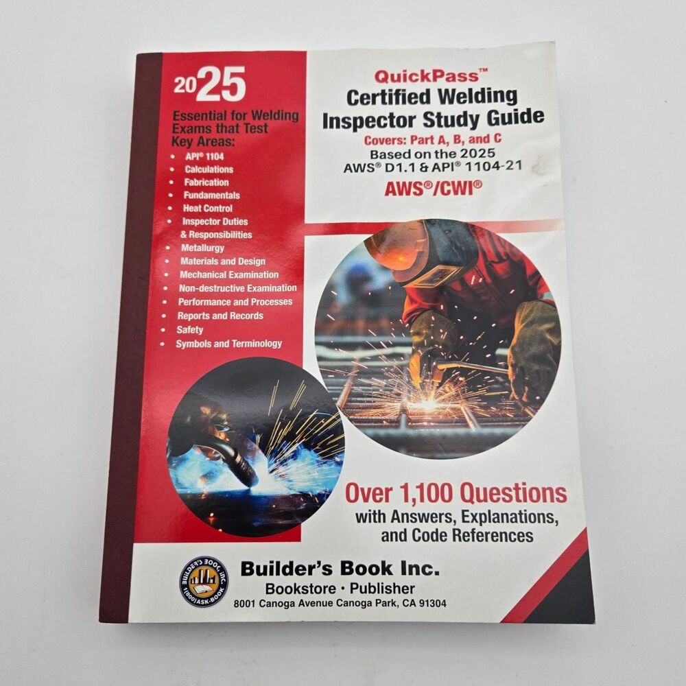 2025 CWI QuickPass Study Tool Book AWS D1.1 & API 1104 (Slight Water Damage)